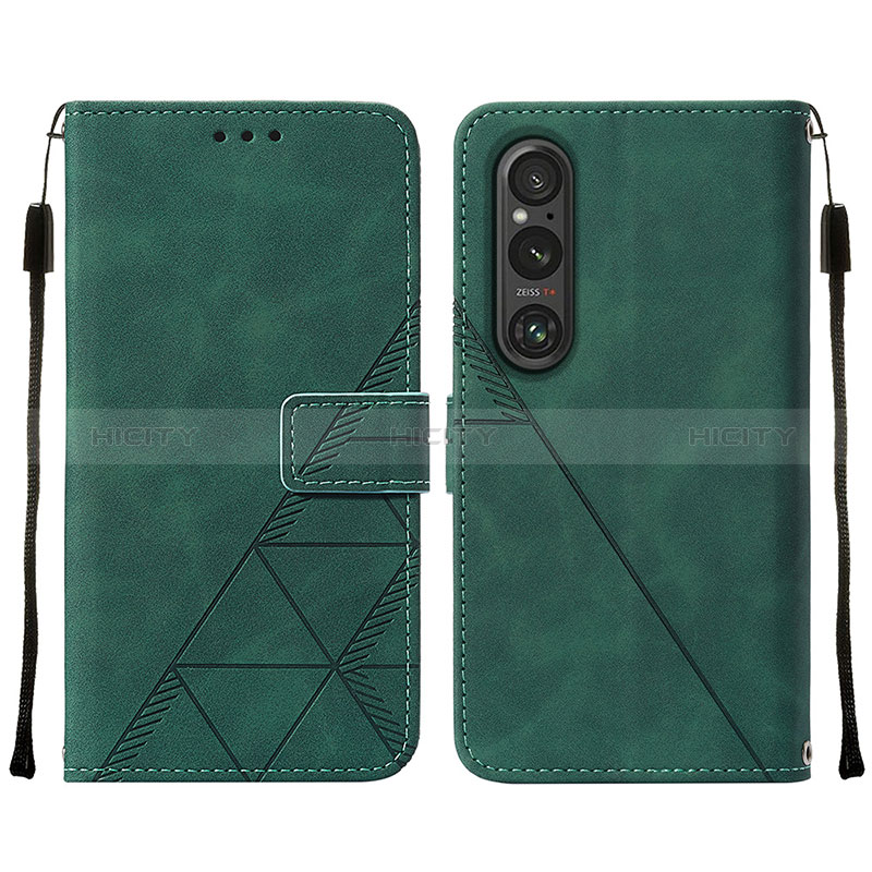 Custodia Portafoglio In Pelle Cover con Supporto YB2 per Sony Xperia 1 V