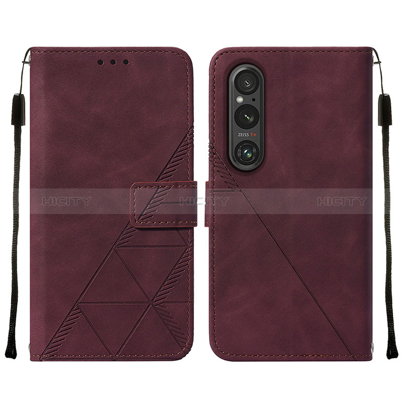 Custodia Portafoglio In Pelle Cover con Supporto YB2 per Sony Xperia 1 V