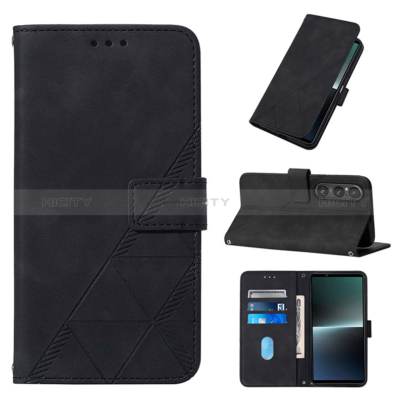 Custodia Portafoglio In Pelle Cover con Supporto YB2 per Sony Xperia 1 V