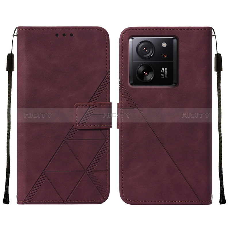 Custodia Portafoglio In Pelle Cover con Supporto YB2 per Xiaomi Mi 13T 5G Rosso