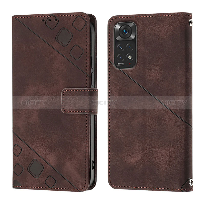 Custodia Portafoglio In Pelle Cover con Supporto YB2 per Xiaomi Redmi Note 11 4G (2022) Marrone