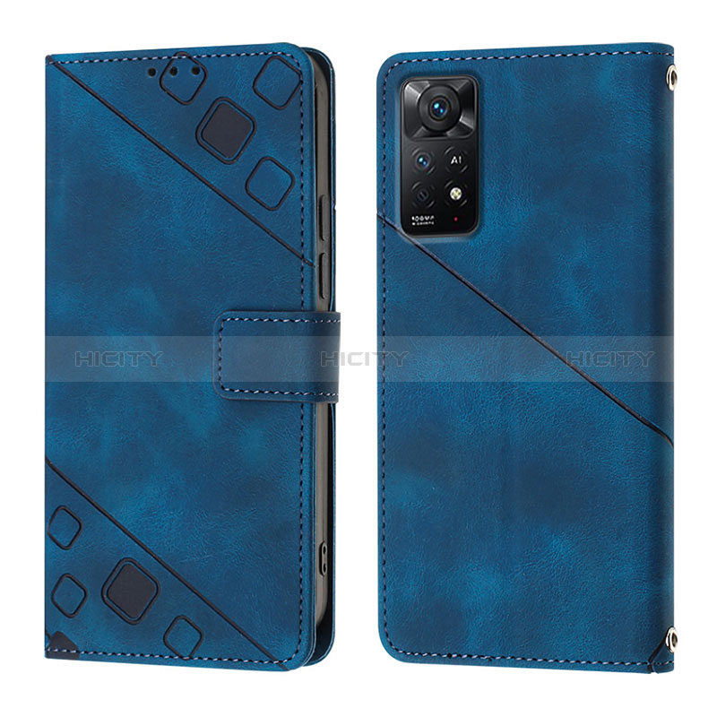 Custodia Portafoglio In Pelle Cover con Supporto YB2 per Xiaomi Redmi Note 11 Pro 4G Blu