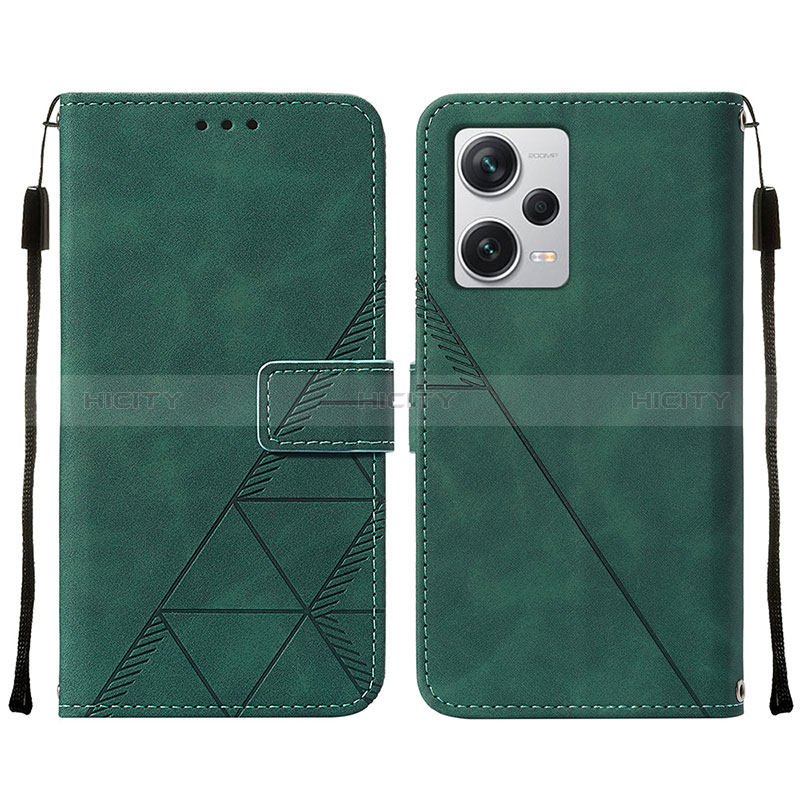 Custodia Portafoglio In Pelle Cover con Supporto YB2 per Xiaomi Redmi Note 12 Explorer Verde