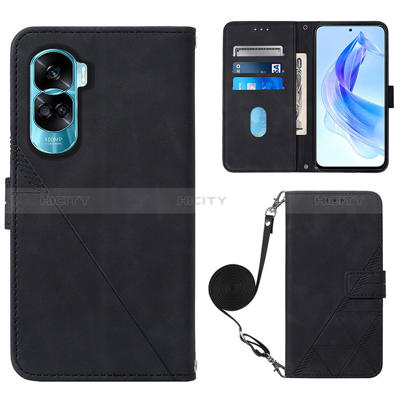 Custodia Portafoglio In Pelle Cover con Supporto YB3 per Huawei Honor 90 Lite 5G Nero