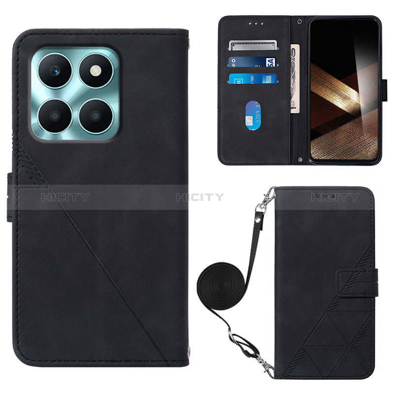 Custodia Portafoglio In Pelle Cover con Supporto YB3 per Huawei Honor X8b Nero