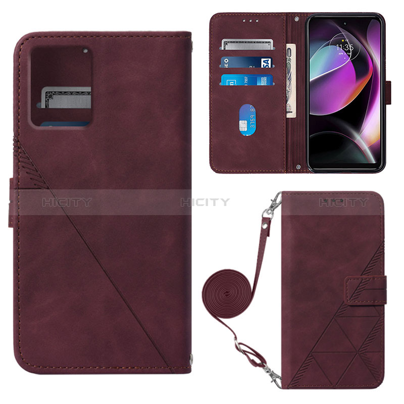 Custodia Portafoglio In Pelle Cover con Supporto YB3 per Motorola Moto G 5G (2023) Rosso