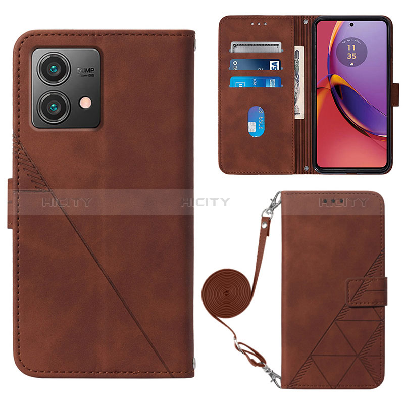 Custodia Portafoglio In Pelle Cover con Supporto YB3 per Motorola Moto G84 5G Marrone