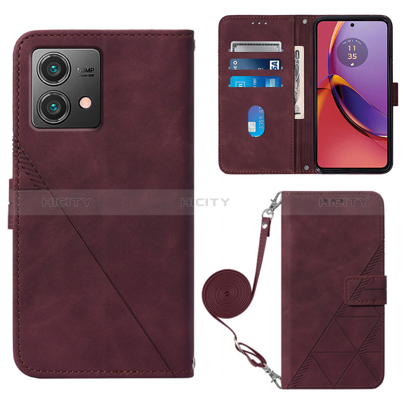 Custodia Portafoglio In Pelle Cover con Supporto YB3 per Motorola Moto G84 5G Rosso