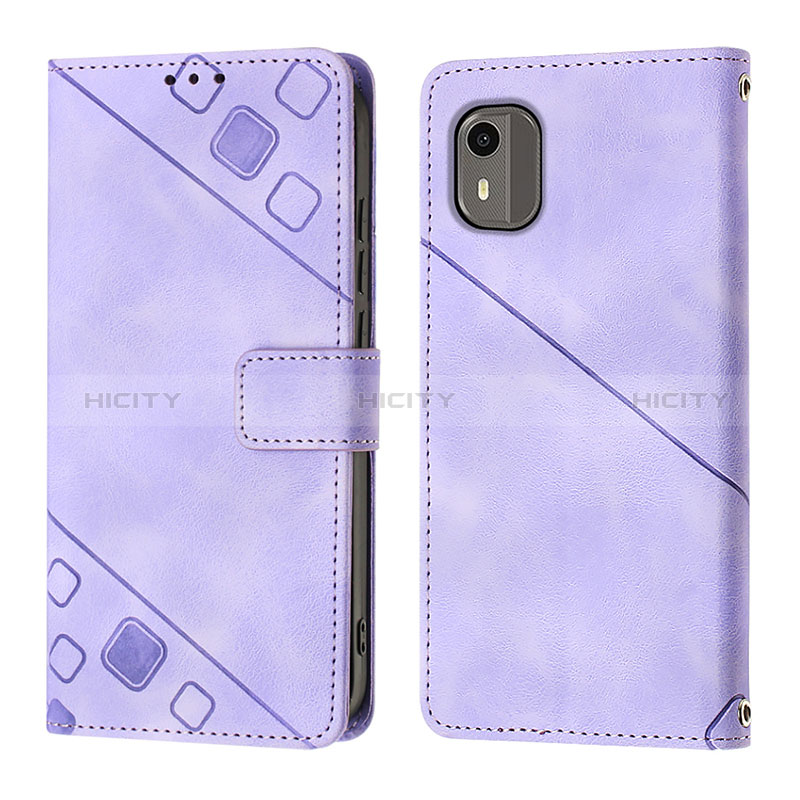 Custodia Portafoglio In Pelle Cover con Supporto YB3 per Nokia C12 Plus Viola