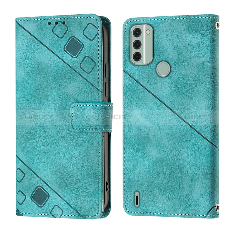 Custodia Portafoglio In Pelle Cover con Supporto YB3 per Nokia C31 Verde