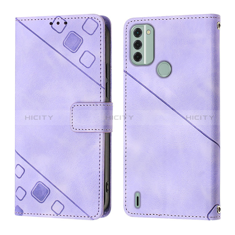 Custodia Portafoglio In Pelle Cover con Supporto YB3 per Nokia C31 Viola