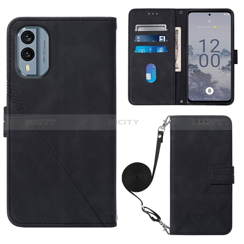 Custodia Portafoglio In Pelle Cover con Supporto YB3 per Nokia X30 5G Nero