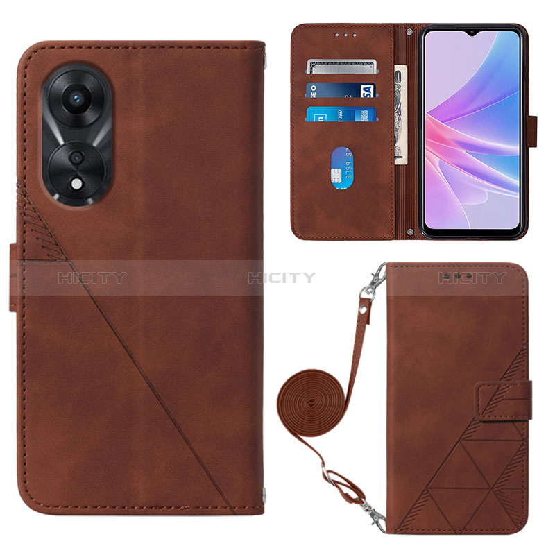 Custodia Portafoglio In Pelle Cover con Supporto YB3 per Oppo A78 5G Marrone