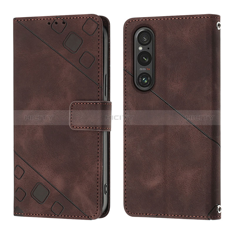 Custodia Portafoglio In Pelle Cover con Supporto YB3 per Sony Xperia 1 V