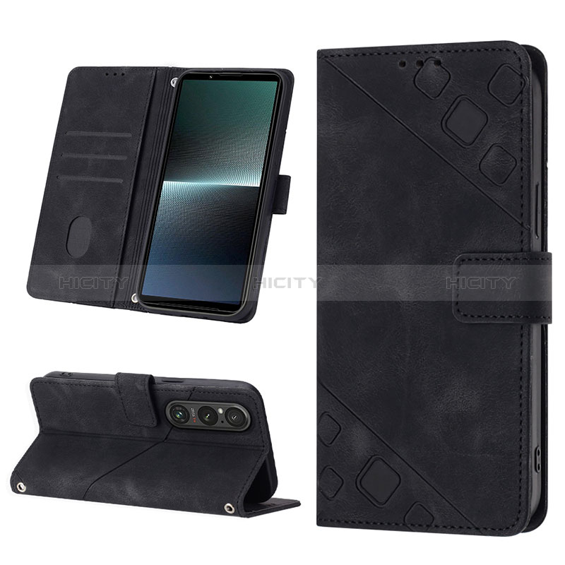 Custodia Portafoglio In Pelle Cover con Supporto YB3 per Sony Xperia 1 V