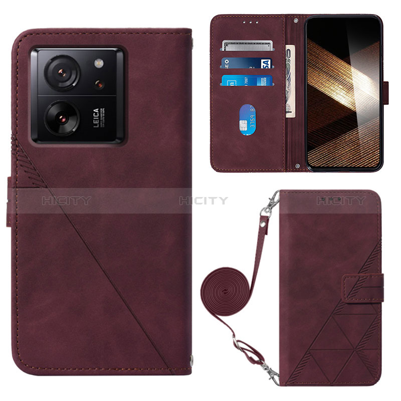 Custodia Portafoglio In Pelle Cover con Supporto YB3 per Xiaomi Mi 13T Pro 5G Rosso