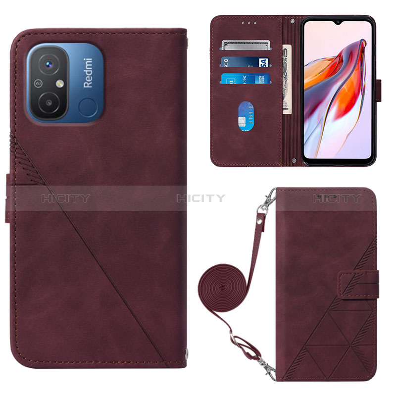 Custodia Portafoglio In Pelle Cover con Supporto YB3 per Xiaomi Poco C55 Rosso