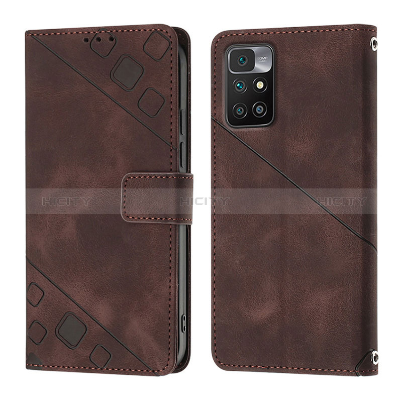 Custodia Portafoglio In Pelle Cover con Supporto YB3 per Xiaomi Redmi 10 Prime Marrone