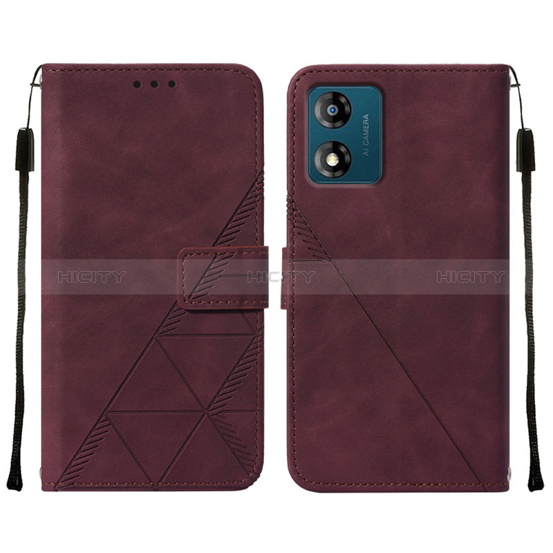 Custodia Portafoglio In Pelle Cover con Supporto YB4 per Motorola Moto E13 Rosso