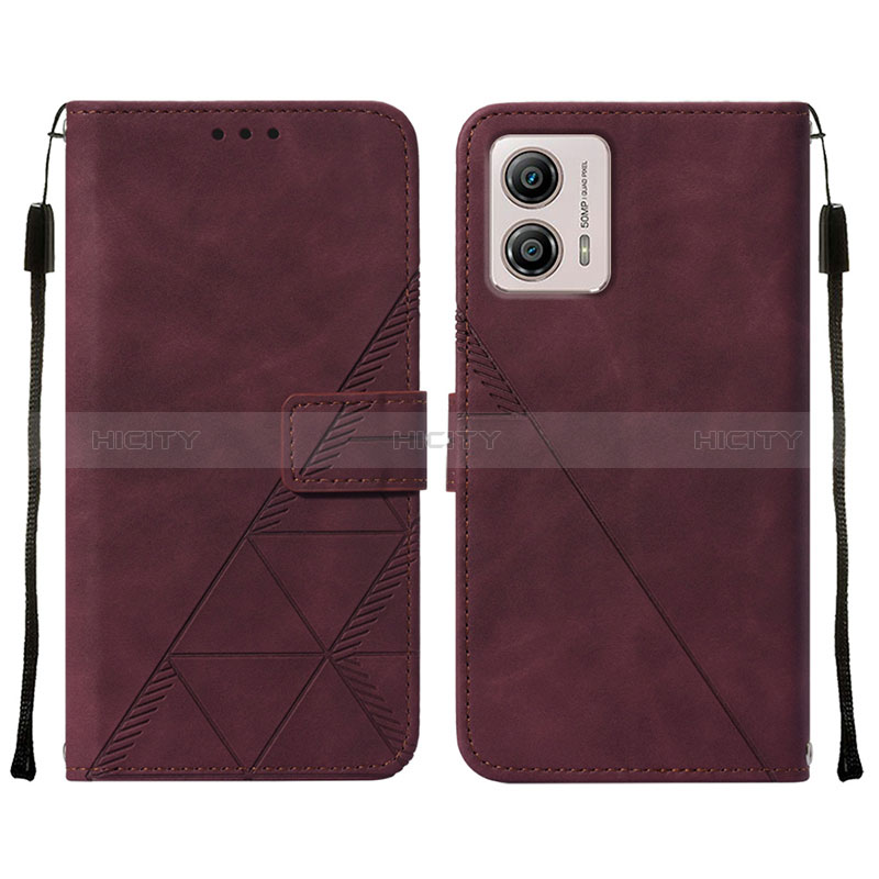 Custodia Portafoglio In Pelle Cover con Supporto YB4 per Motorola Moto G53 5G Rosso