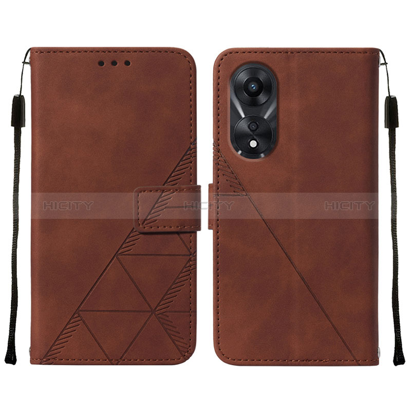 Custodia Portafoglio In Pelle Cover con Supporto YB4 per Oppo A58 5G Marrone