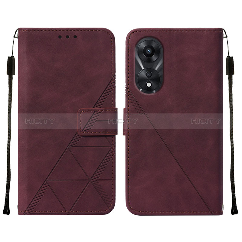 Custodia Portafoglio In Pelle Cover con Supporto YB4 per Oppo A78 5G Rosso