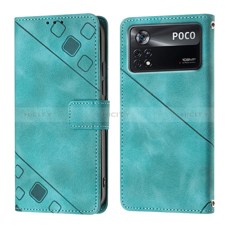 Custodia Portafoglio In Pelle Cover con Supporto YB4 per Xiaomi Poco X4 Pro 5G Verde