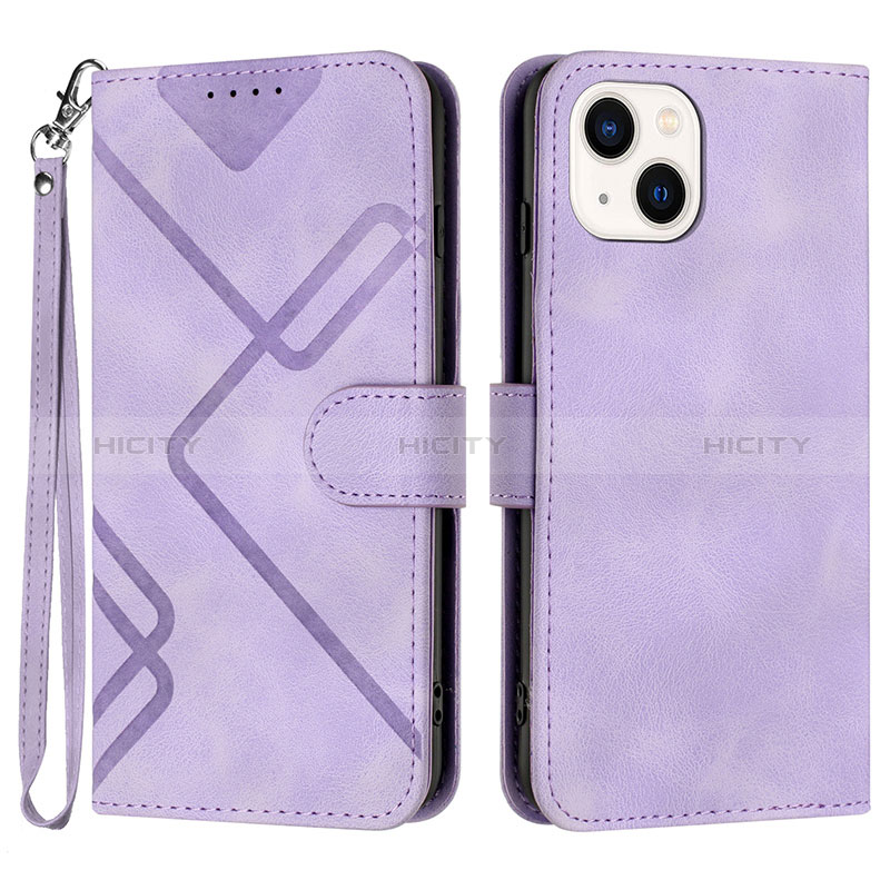 Custodia Portafoglio In Pelle Cover con Supporto YX1 per Apple iPhone 15 Lavanda