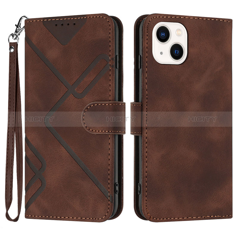 Custodia Portafoglio In Pelle Cover con Supporto YX1 per Apple iPhone 15 Marrone