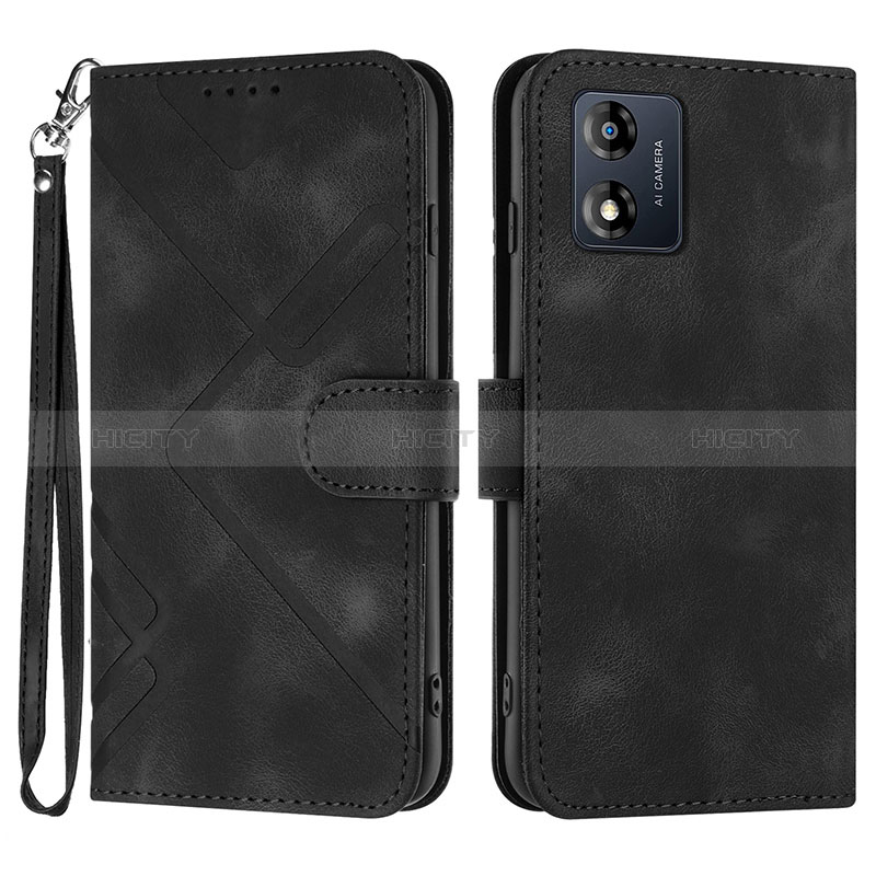 Custodia Portafoglio In Pelle Cover con Supporto YX2 per Motorola Moto E13 Nero