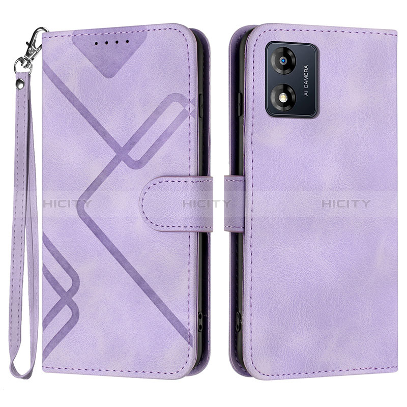 Custodia Portafoglio In Pelle Cover con Supporto YX2 per Motorola Moto E13 Viola