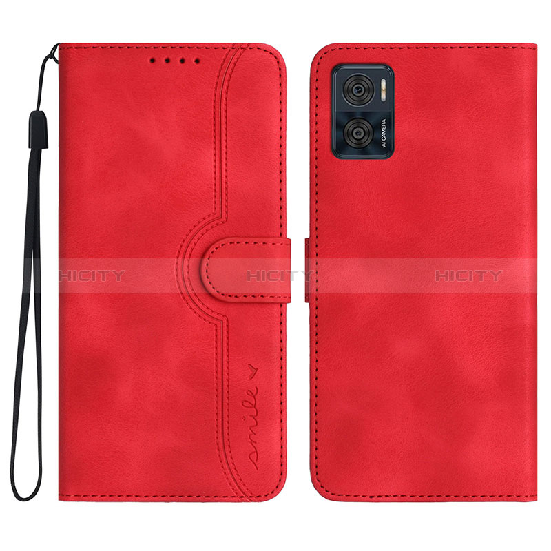 Custodia Portafoglio In Pelle Cover con Supporto YX2 per Motorola Moto E22 Rosso