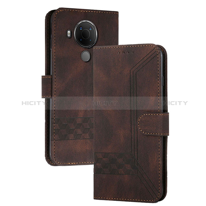 Custodia Portafoglio In Pelle Cover con Supporto YX2 per Nokia C300 Marrone