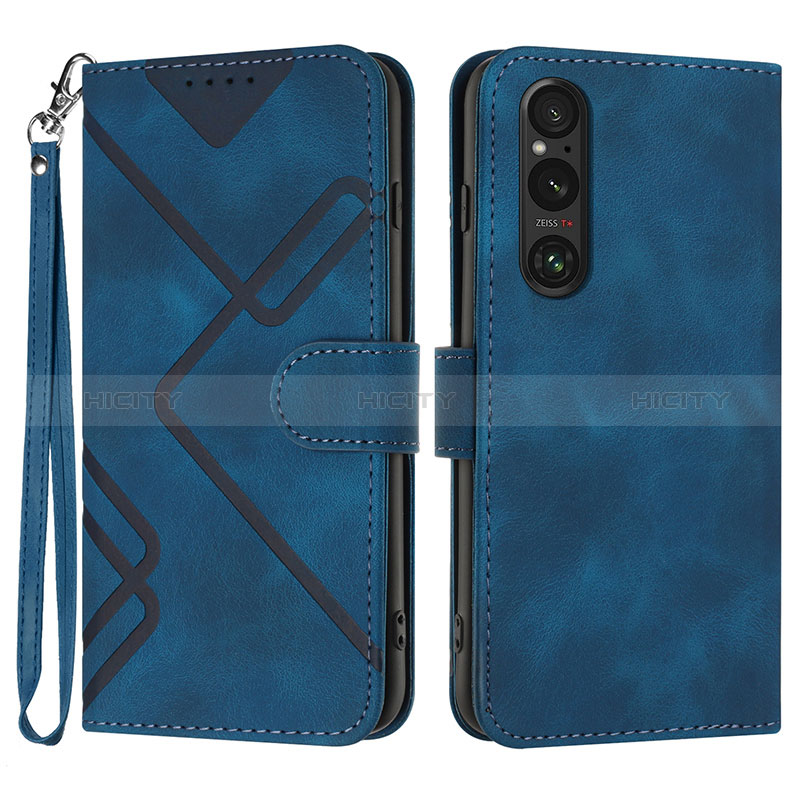 Custodia Portafoglio In Pelle Cover con Supporto YX2 per Sony Xperia 1 V Blu