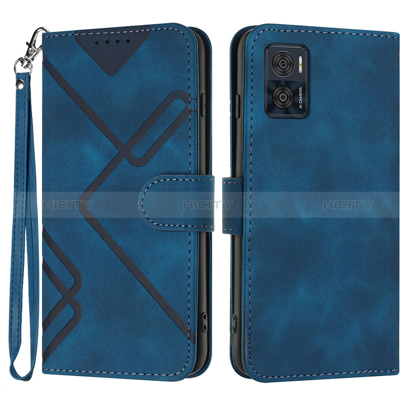 Custodia Portafoglio In Pelle Cover con Supporto YX3 per Motorola Moto E22 Blu