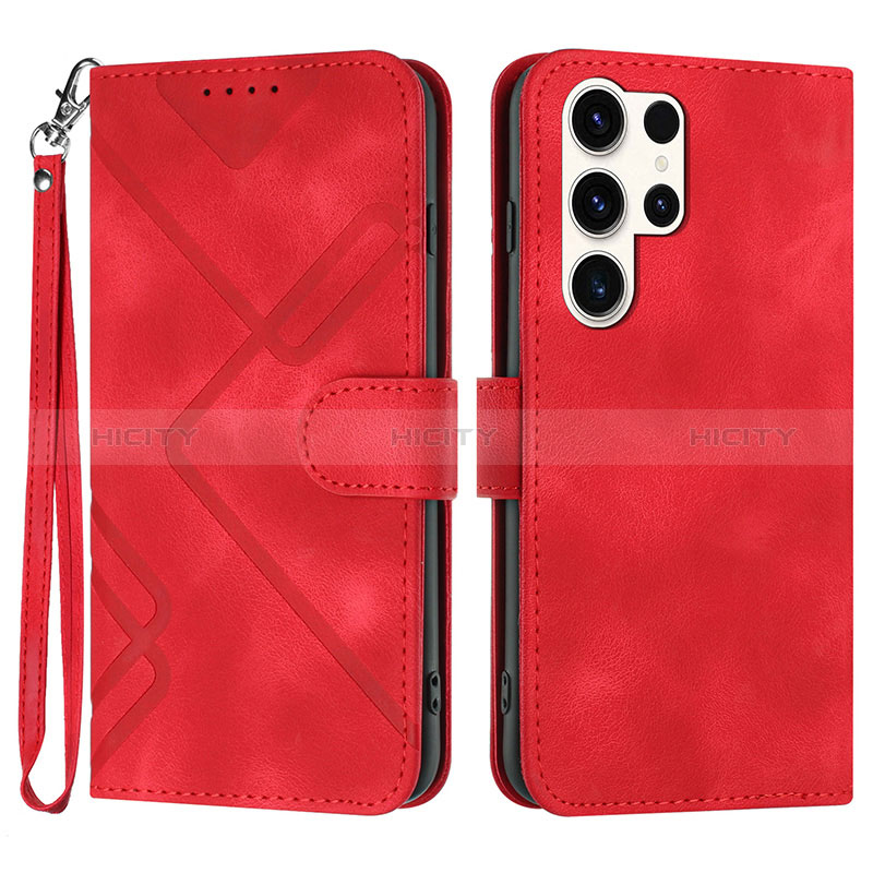 Custodia Portafoglio In Pelle Cover con Supporto YX3 per Samsung Galaxy S23 Ultra 5G Rosso