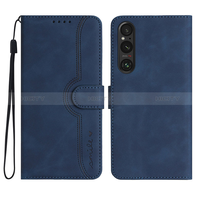 Custodia Portafoglio In Pelle Cover con Supporto YX3 per Sony Xperia 1 V Blu