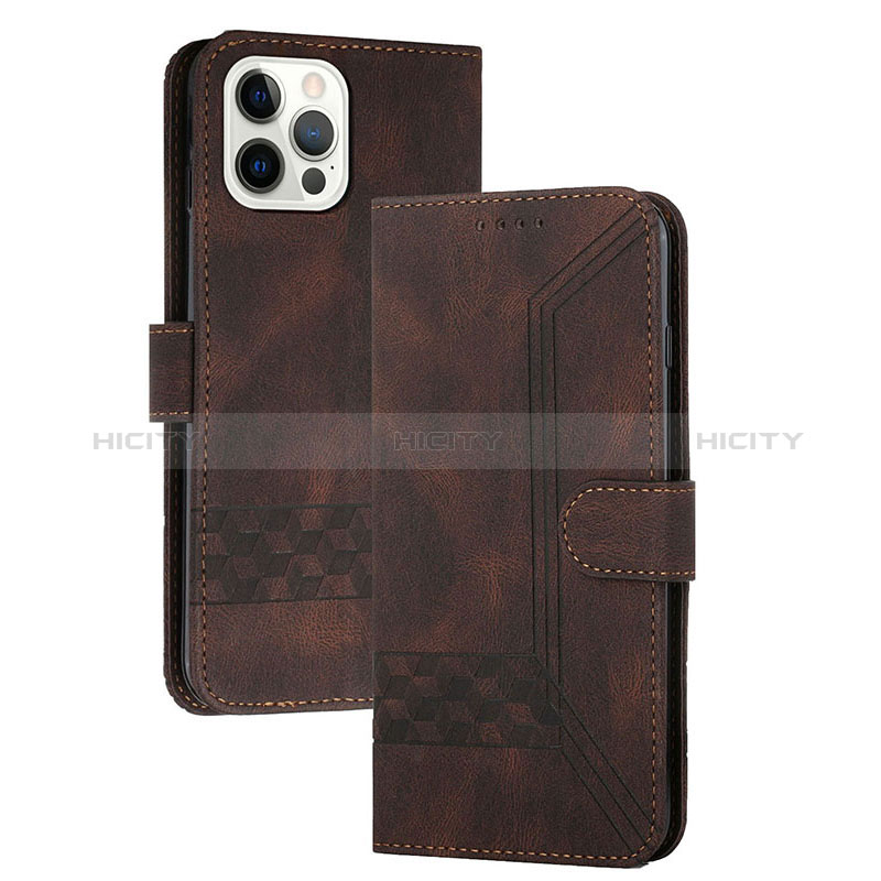 Custodia Portafoglio In Pelle Cover con Supporto YX4 per Apple iPhone 13 Pro Marrone