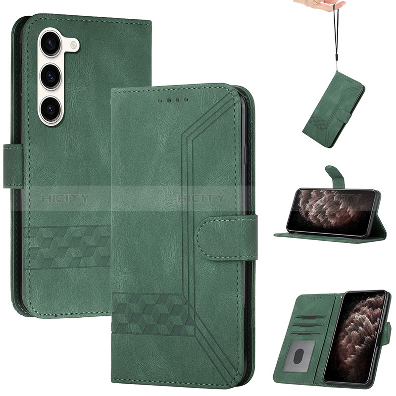 Custodia Portafoglio In Pelle Cover con Supporto YX4 per Samsung Galaxy S22 5G Verde