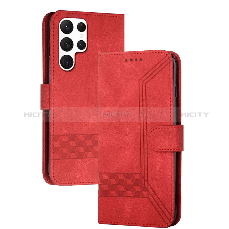 Custodia Portafoglio In Pelle Cover con Supporto YX4 per Samsung Galaxy S24 Ultra 5G Rosso