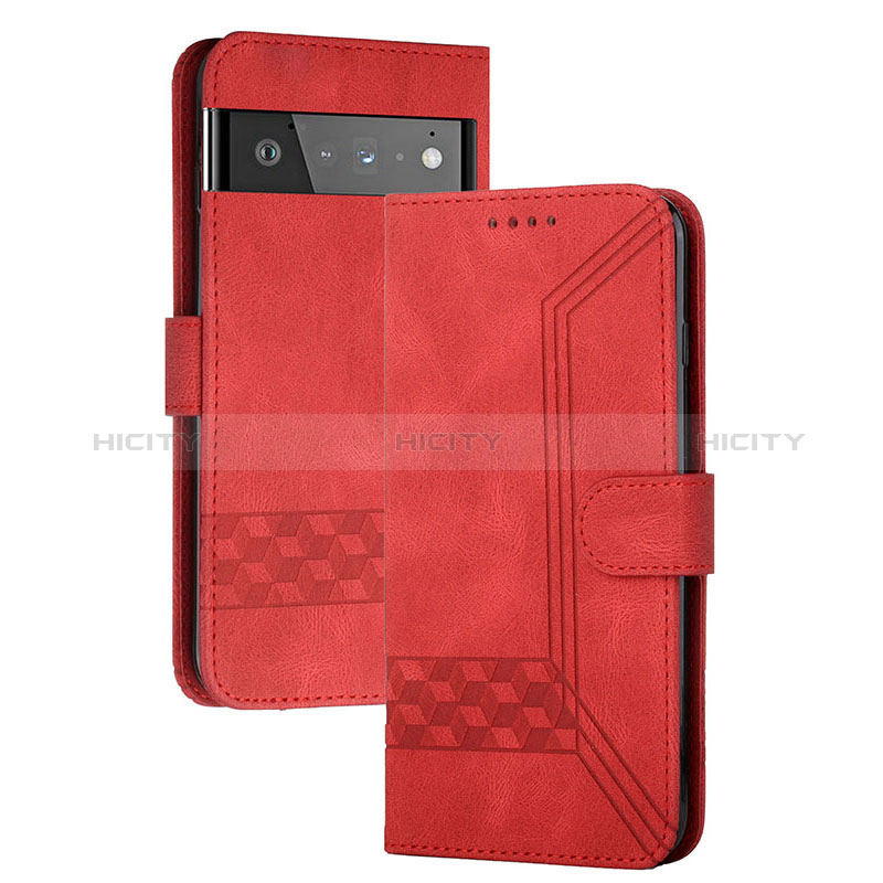 Custodia Portafoglio In Pelle Cover con Supporto YX5 per Google Pixel 6 5G Rosso