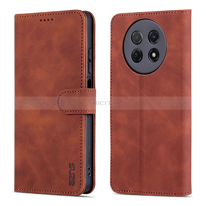 Custodia Portafoglio In Pelle Cover con Supporto YZ4 per Huawei Nova Y91 Marrone