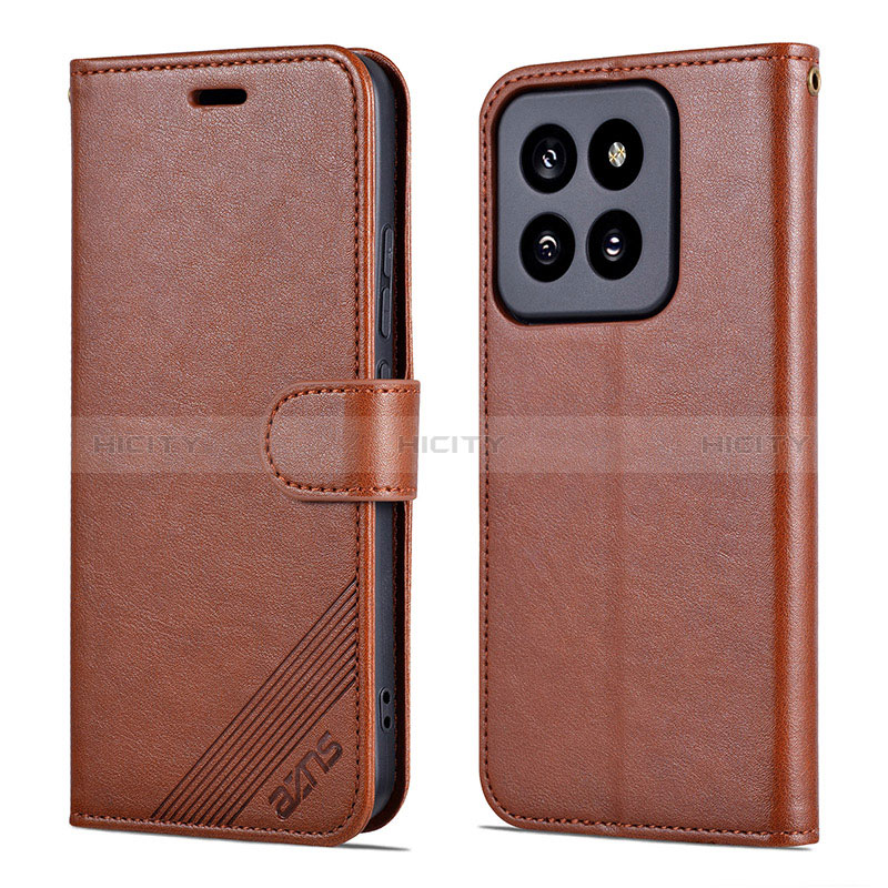 Custodia Portafoglio In Pelle Cover con Supporto YZ4 per Xiaomi Mi 14 5G Marrone