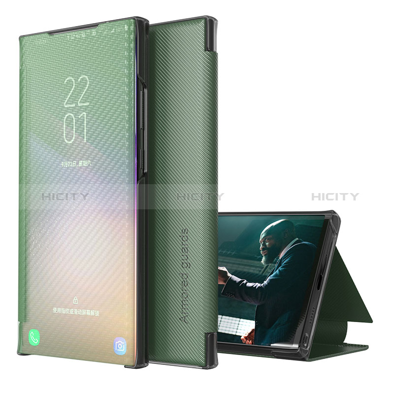 Custodia Portafoglio In Pelle Cover con Supporto ZL1 per Samsung Galaxy S22 Ultra 5G Verde