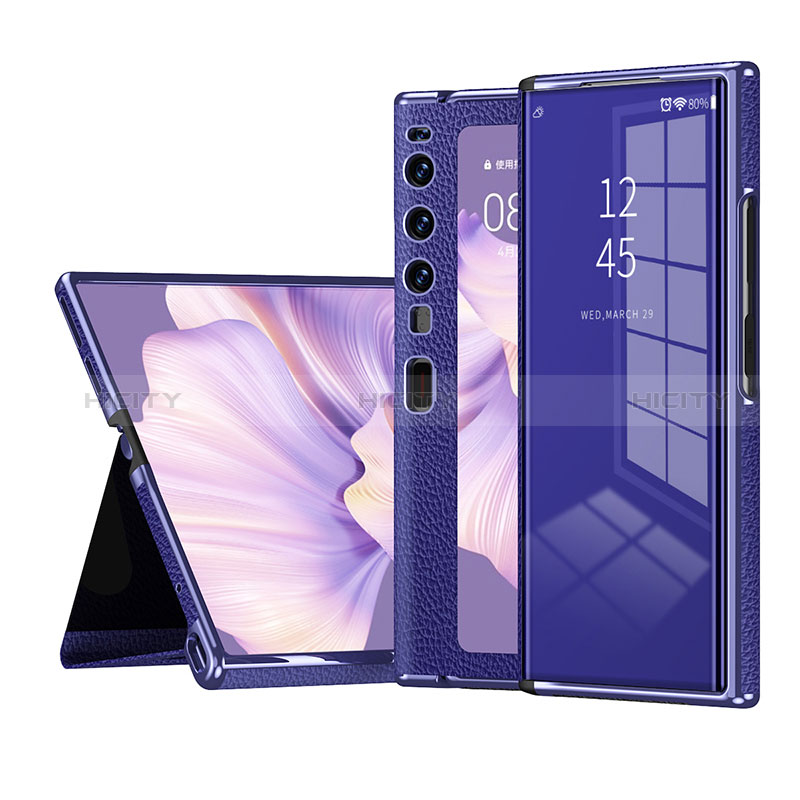 Custodia Portafoglio In Pelle Cover con Supporto ZL2 per Huawei Mate Xs 2 Blu