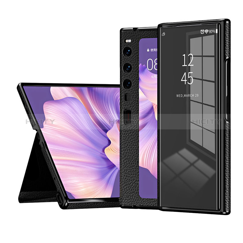 Custodia Portafoglio In Pelle Cover con Supporto ZL2 per Huawei Mate Xs 2 Nero