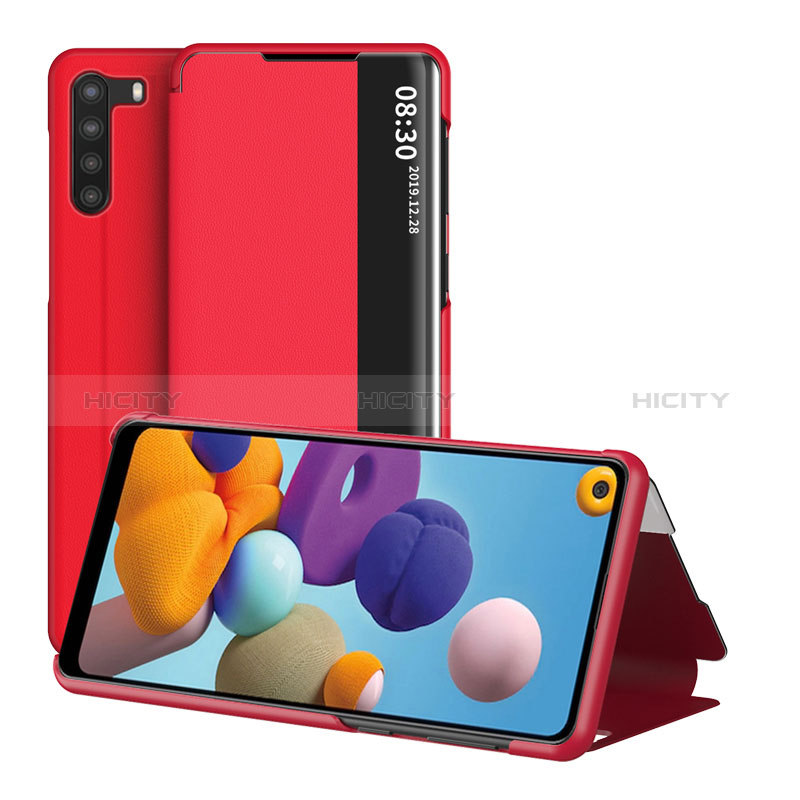 Custodia Portafoglio In Pelle Cover con Supporto ZL2 per Samsung Galaxy A21 Rosso