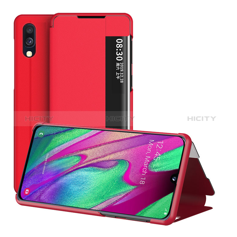 Custodia Portafoglio In Pelle Cover con Supporto ZL2 per Samsung Galaxy A40 Rosso