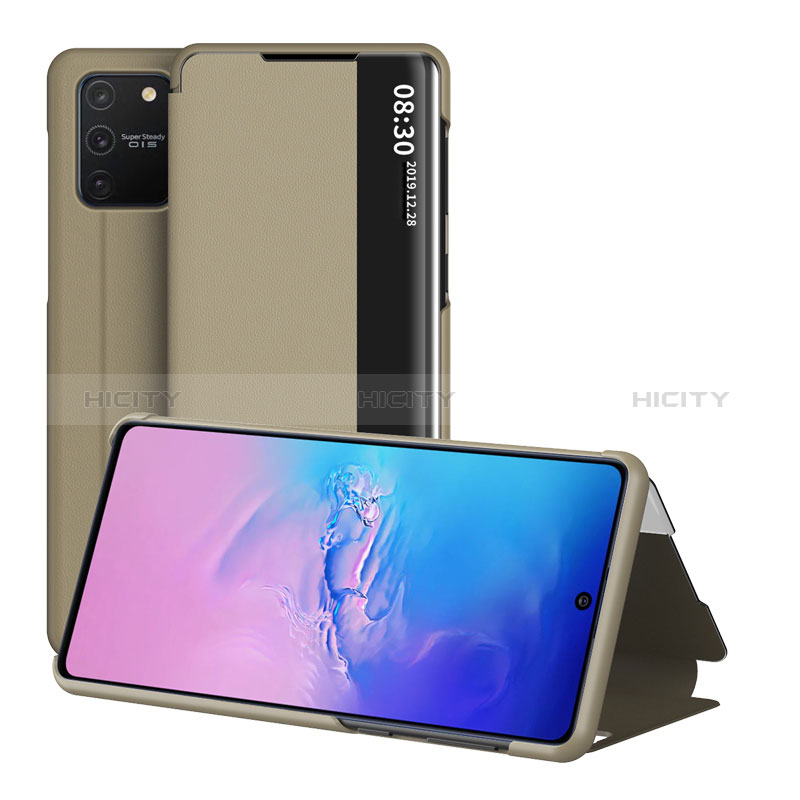 Custodia Portafoglio In Pelle Cover con Supporto ZL2 per Samsung Galaxy A91 Oro