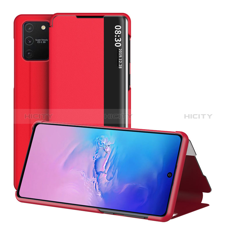 Custodia Portafoglio In Pelle Cover con Supporto ZL2 per Samsung Galaxy A91 Rosso